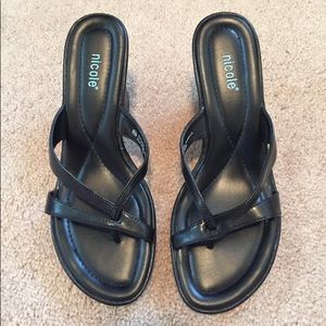 Nicole Black Wedge Shoes